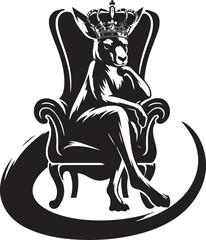Kangaroo sitting on a chair with crown silhouette vector illustration art