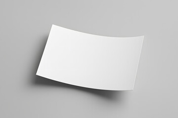 Minimalist Curved Blank Sheet of Paper Floating on Gray Background for Poster or Flyer Design Mockup

