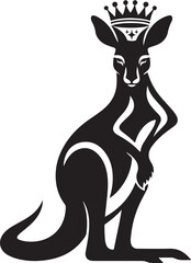 Kangaroo with crown silhouette vector illustration art