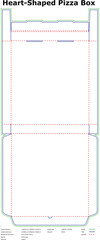 Heart Shaped Pizza Box Die Cut Template Vector For Valentines Day Packaging