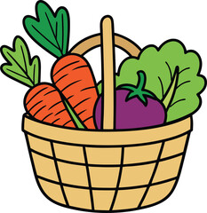 Colorful Basket of Fresh Vegetables Representing Healthy Organic Produce

