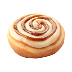 Fototapeta premium Cinnamon Roll with Cream Cheese Glaze Against Transparent Background