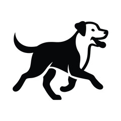 Running Dog Silhouette Black and White, Black and White Running Dog Logo