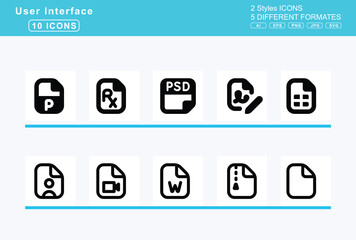 Set of 5 rounded user interface icons,file, invoice, dollar, medical, minus, pdf