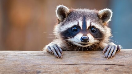 Curious raccoon peeking animal wildlife nature cute furry forest