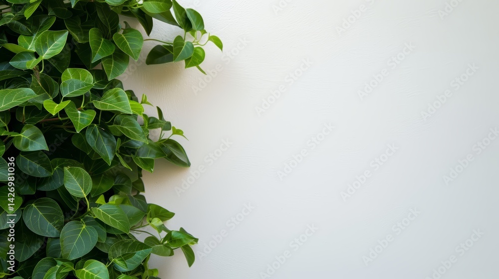 Poster a cascade of heart-shaped jasmine leaves elegantly twines around a vine, beautifully contrasting wit
