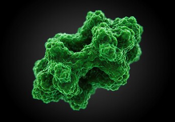 Fototapeta premium A vivid green abstract and detailed view of a biological structure against a black background
