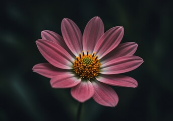 Obraz premium A close-up of a vibrant, pink flower in full bloom, with intricate details and a delicate aesthetic