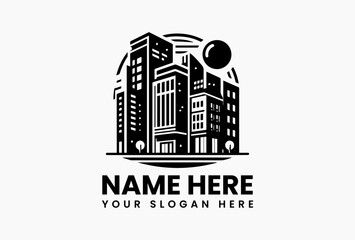Fototapeta premium Elegant real estate and construction architecture logo template, modern building symbol isolated on white background for premium property branding