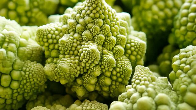 Closeup of intricate romanesco patterns for nature and food design