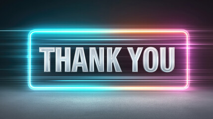 A vibrant neon sign expressing heartfelt gratitude with glowing teal and orange hues on a dark background.