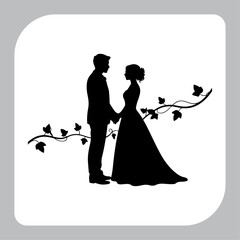 Silhouette of a bride and groom at their wedding celebration