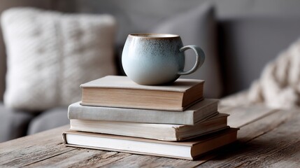 old books and cup