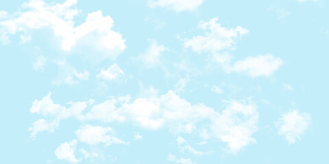 Blue sky with white cloud Vector cartoon nature background of Spring before sunset with bright sunlight