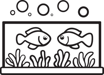 Fototapeta premium Fish Tank Flat Icon Vector Illustration on Transparent Background