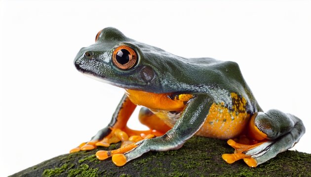 theloderma corticale vietnamese mossy frog on white background mossy tree frog closeup on isolated background