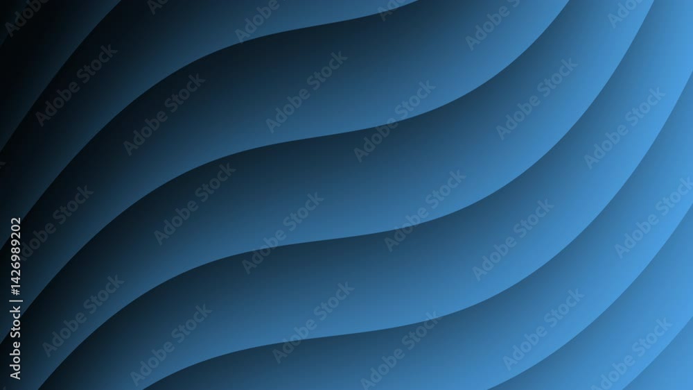 Poster a smooth, undulating design featuring gradients of blue tones, creating a wave-like texture that con