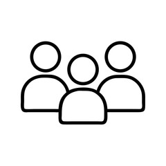 Three people outline icon against a white background  