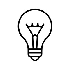 Light bulb illustration outline symbol on white background  