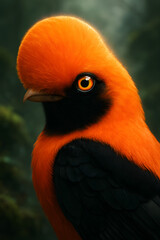 A stunning, hyper-realistic close-up portrait of an exotic bird captured in vivid detail. This digital artwork showcases the bird&rsquo;s intricate feather texture, vibrant coloration, and intense eye focus