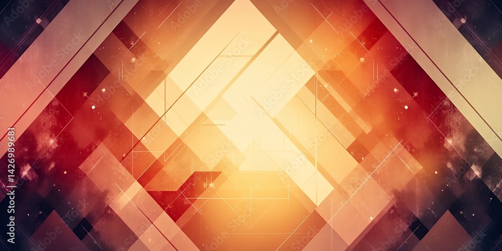Poster abstract background featuring overlapping geometric shapes with warm color gradients and textures