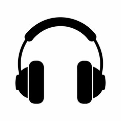 Black and white headphone illustration for music and audio equipment