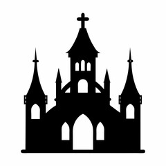 Obraz premium Silhouette vector of a gothic church building for halloween theme designs