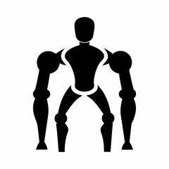 Stylized black silhouette figure with articulated joints standing boldly isolated