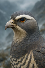 A stunning, hyper-realistic close-up portrait of an exotic bird captured in vivid detail. This digital artwork showcases the bird&rsquo;s intricate feather texture, vibrant coloration, and intense eye focus