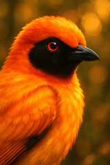A stunning, hyper-realistic close-up portrait of an exotic bird captured in vivid detail. This digital artwork showcases the bird&rsquo;s intricate feather texture, vibrant coloration, and intense eye focus