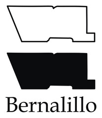 Bernalillo (New Mexico) city map with black border outline vector