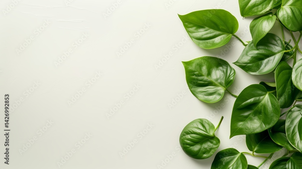 Aufkleber heart-shaped leaves and vines from the telosma cordata plant are neatly arranged on a white backdrop