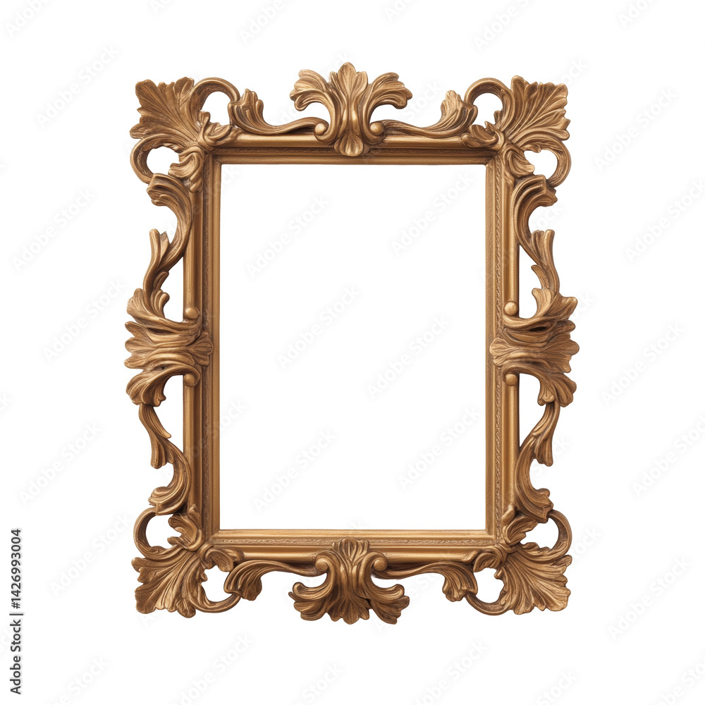 Poster ornate golden frame with intricate leaf patterns filling the corners and edges