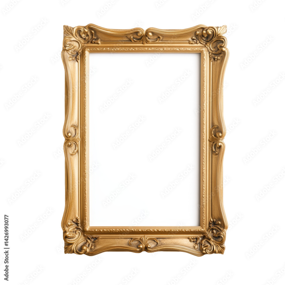 Poster elegant gold frame with intricate carvings designed for art or mirror display