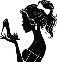 Woman silhouette, beautiful woman, graceful floral face tshirt design vector in white background.