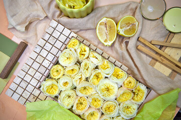 Color palette mood board in yellow tones for interior design and decoration
