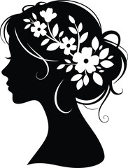 Woman silhouette, beautiful woman, graceful floral face tshirt design vector in white background.