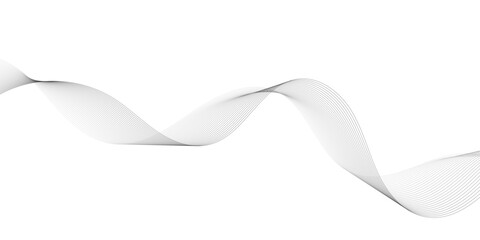 Abstract grey wave lines on transparent background. Technology, data science, geometric border pattern. Isolated on white background. Vector illustration wave line for banner, template, wallpaper back