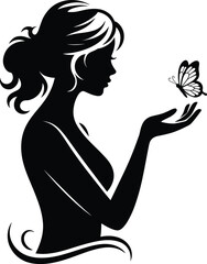 Woman silhouette, beautiful woman, graceful floral face tshirt design vector in white background.