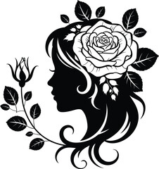 Woman silhouette, beautiful woman, graceful floral face tshirt design vector in white background.