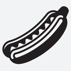 hot dog silhouette vector art illustration, hot dog with ketchup