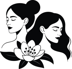 Woman silhouette, beautiful woman, graceful floral face tshirt design vector in white background.