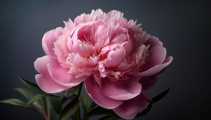 pink peony close up on a dark background