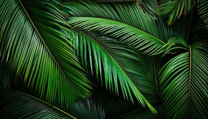 lush green palm tree leaves