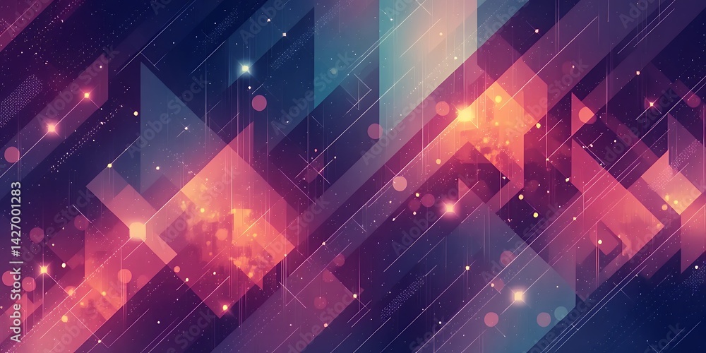 Aufkleber abstract geometric background with overlapping shapes and glowing light effects in purple and blue