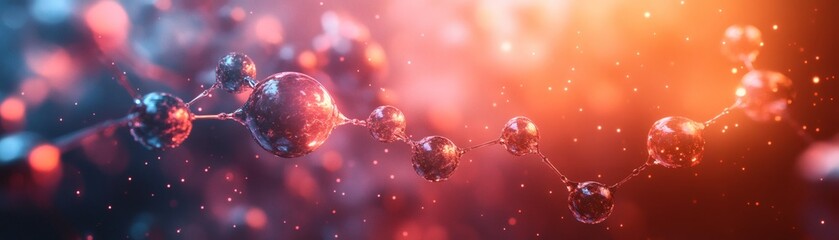 A complex network of molecules glows brightly against a colorful background, evoking a sense of scientific discovery and innovation.