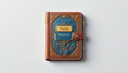 Elegant Vintage Field Notebook: Ornate Leather-Bound Journal