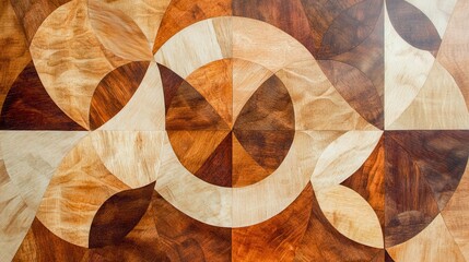 Wooden marquetry wallpaper with abstract pattern texture.