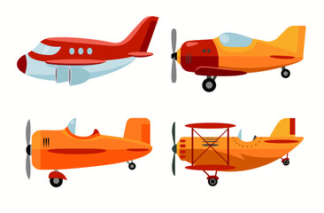 Airplane illustration, airplane icon, Aircraft set. vector