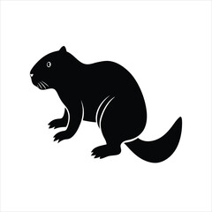  Beaver Graphic Design in Black Silhouette Style